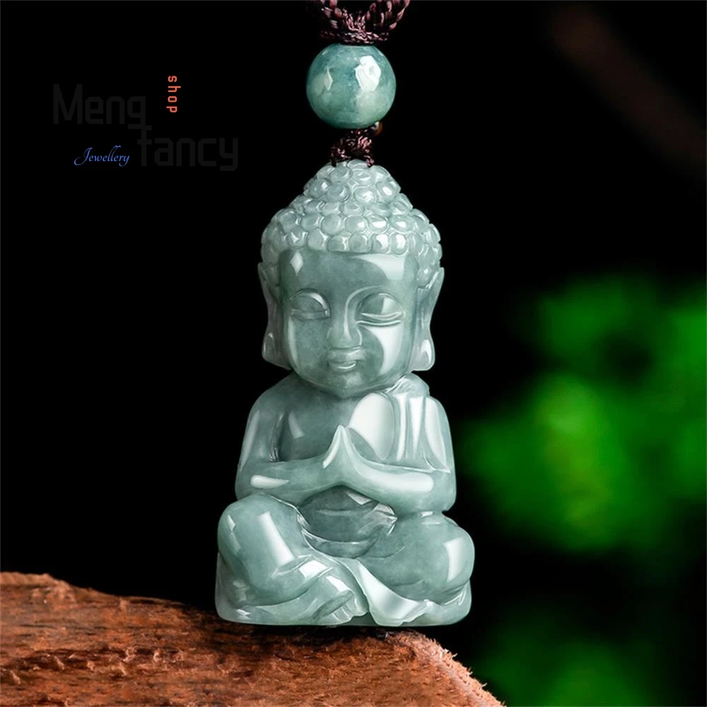 

Natural A-goods Jadeite Blue Water Three-dimensional Baby Buddha Jade Pendant Exquisite Engraver Best Selling Fashion Jewelry