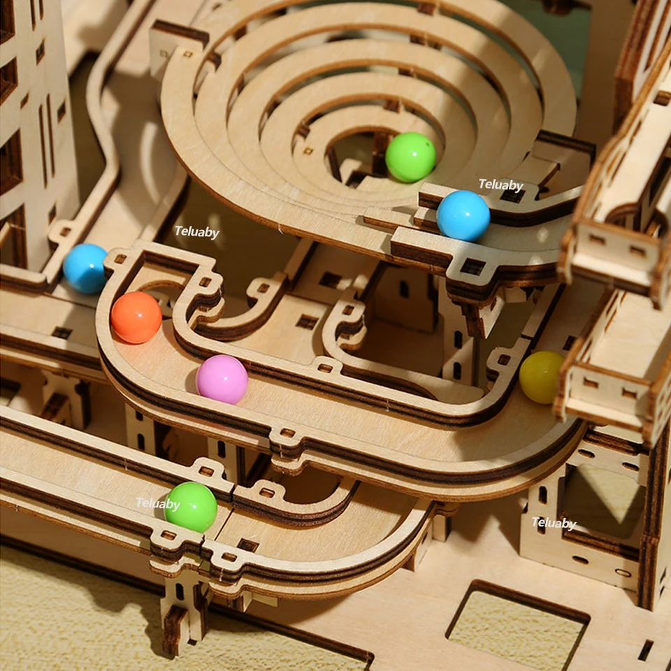 3D 木製パズル マーブルラン メカニカルパズル 自己組み立ておもちゃ