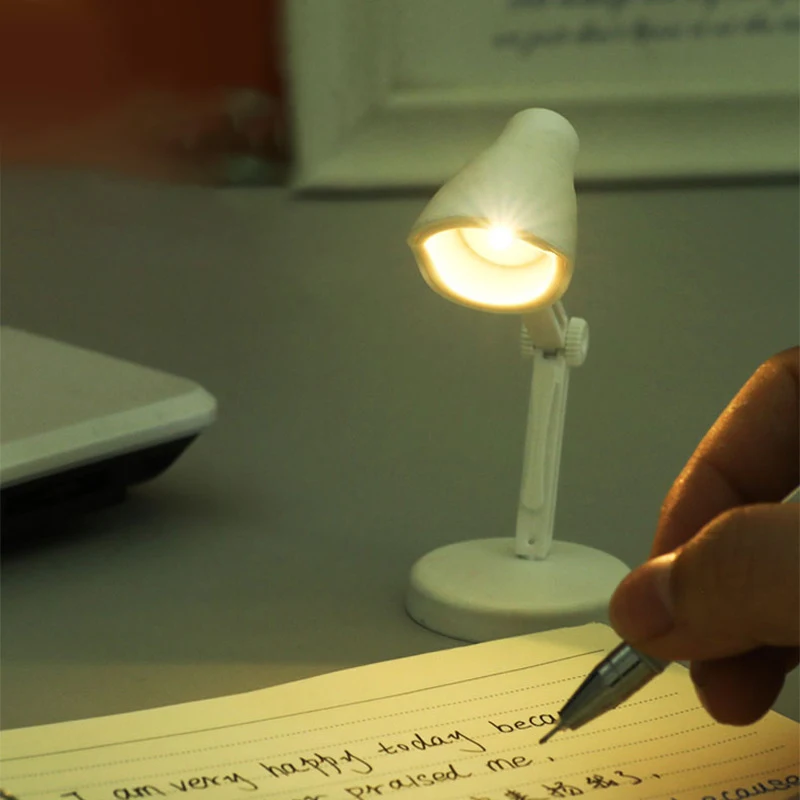 

LED Mini Desk Lamp Folding Small Table Lamp for Carrying Around Learning to Read Night Light with Clip Tabletop Ornament