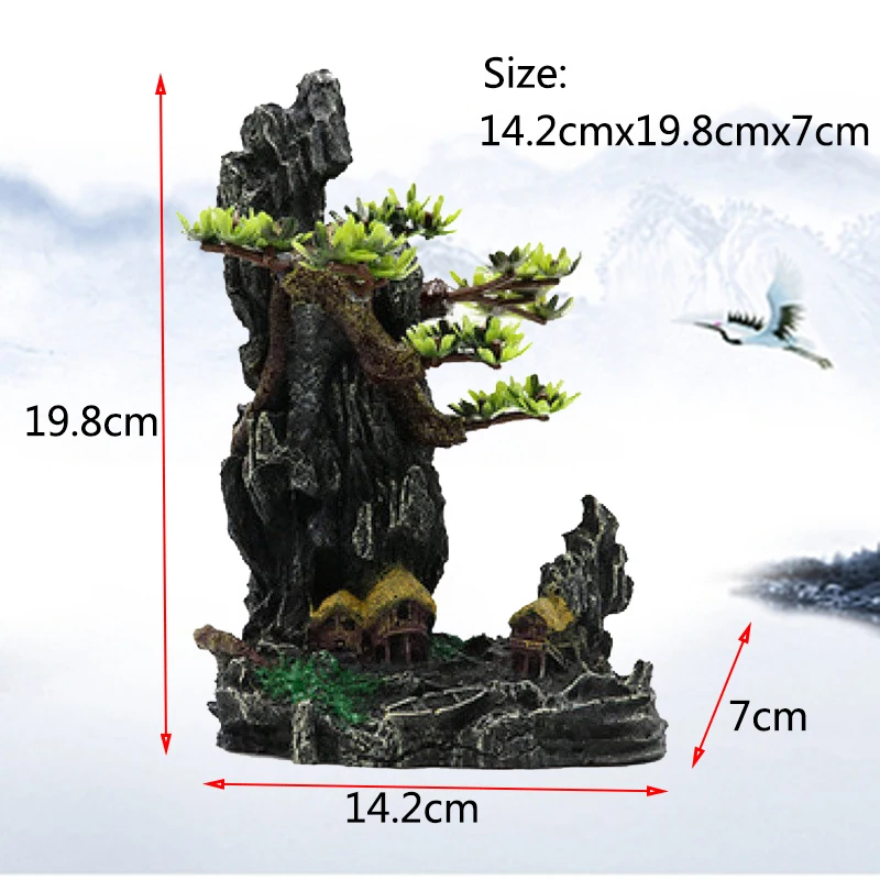 Harz Aquarium Steingarten Berg Dekoration Künstliche Ansicht Felsen Höhle Stein Baum Aquarium Ornament Aquarium Dekor Hause Neue