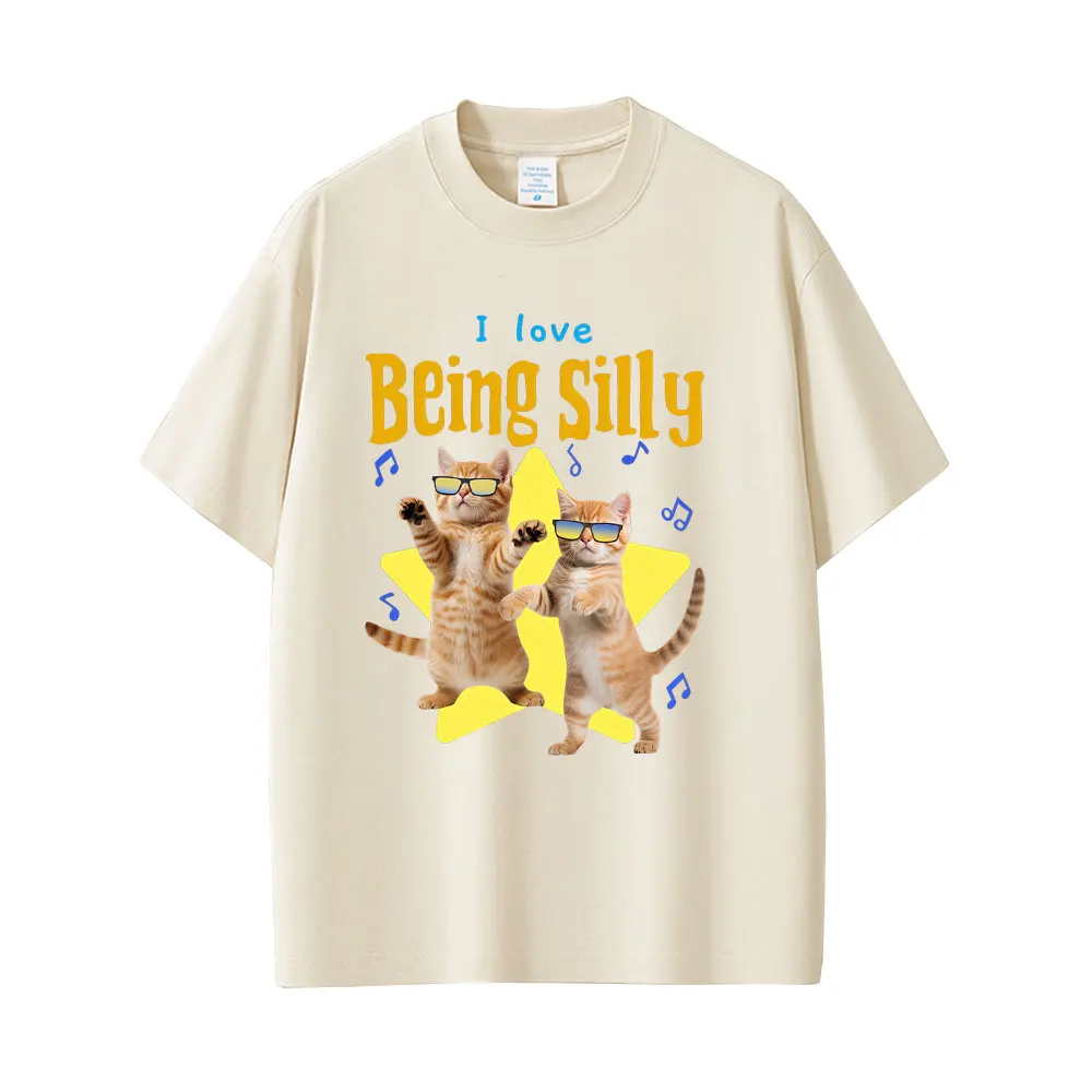 

I Love Being Silly Cat Funny Meme Graphic T-Shirt Men Women Fashion Casual Streetwear Men's Cotton Vintage Oversized T-shirts