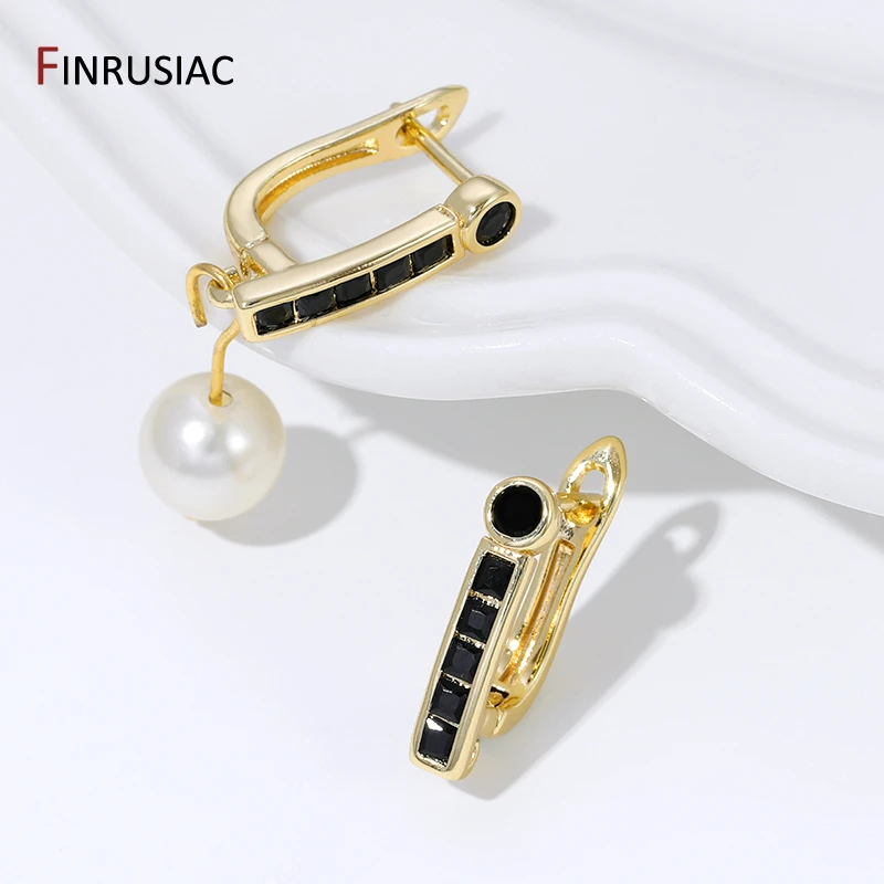 18K Gold Plated Brass Shvenzy Earwires Fasteners,Earring Fixtures,Inlaid Zircon Earring Hooks For DIY Earring Making Supplies image 6