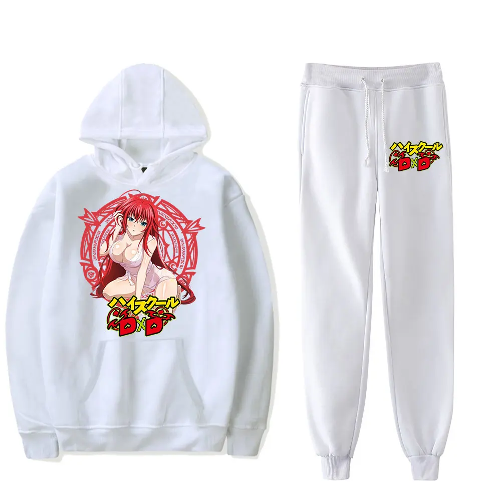 High School DxD Rias Gremory Vintage 90s PULLOVER Fashion Merch Hoodies Set Men Women Hoodies Pants Two-Piece Pullover Sports