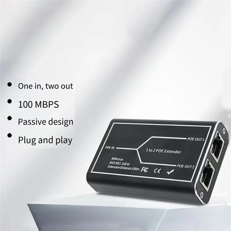 Gigabit POE Extender 2 Port 1000M Network Switch Repeater 30W IEEE802.3Af/At Plug&Play For Poe Switch NVR IP Camera