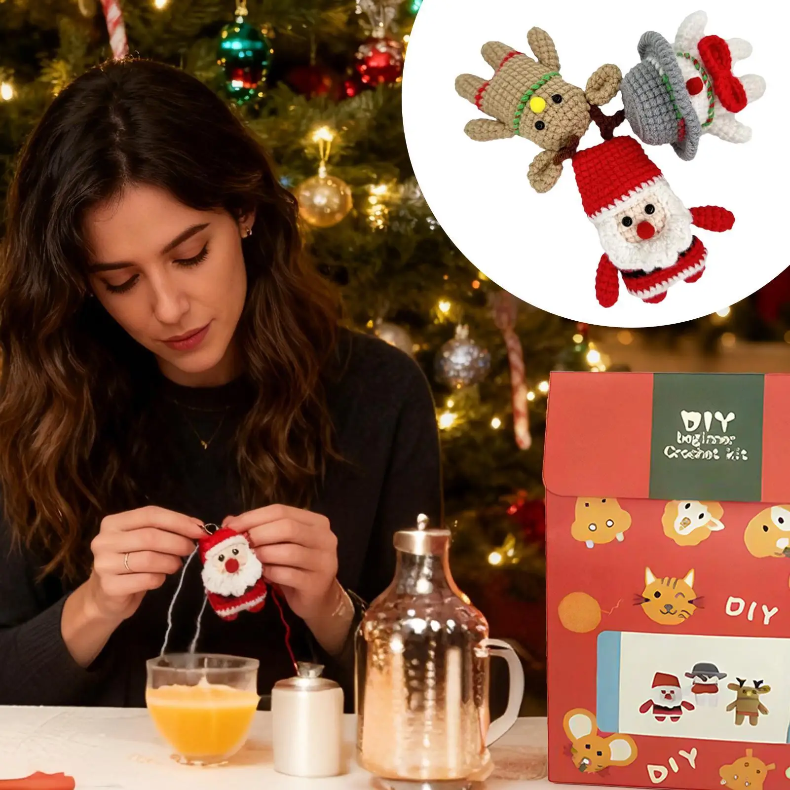 الكروشيه عيد الميلاد عدة اليدوية صنع مجموعة سهلة الكروشيه كيت عطلة دمية للبالغين المراهقين DIY المتحمسين مبتدئين عشاق الحرف اليدوية #2