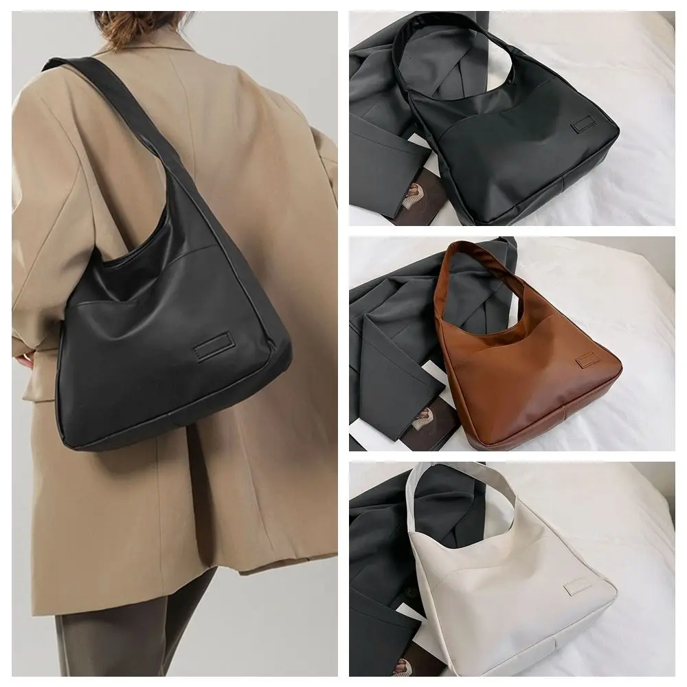 Solid Color PU Leather Tote Bag Large Capacity Ins Style Bucket Shoulder Bag All-match Korean Women Handbag Birthday Gifts