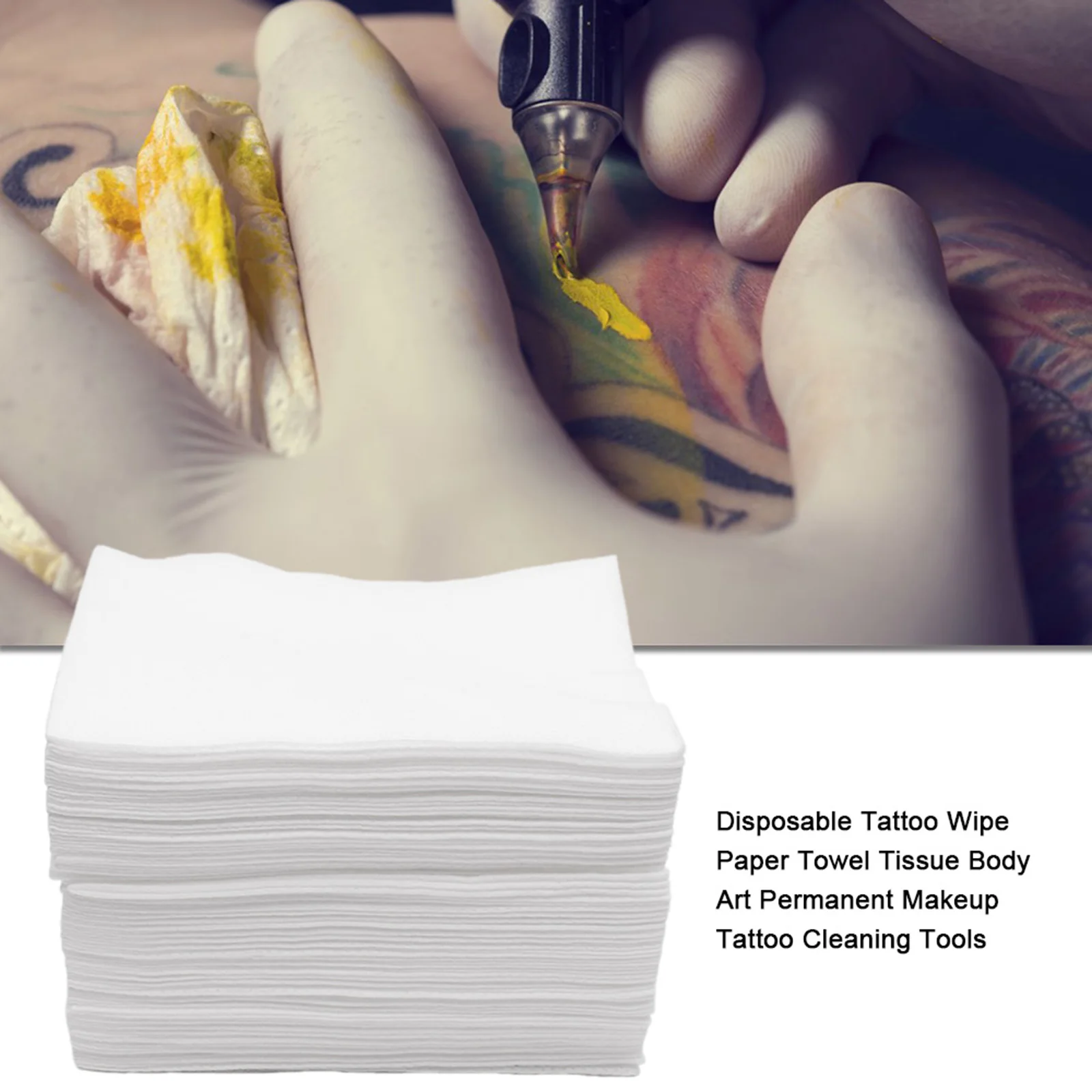 50 PCS Disposable Tattoo Wipes - Paper Towels - Body Art - Permanent Makeup - Tattoo Cleaning Tools - Tattoo Supplies
