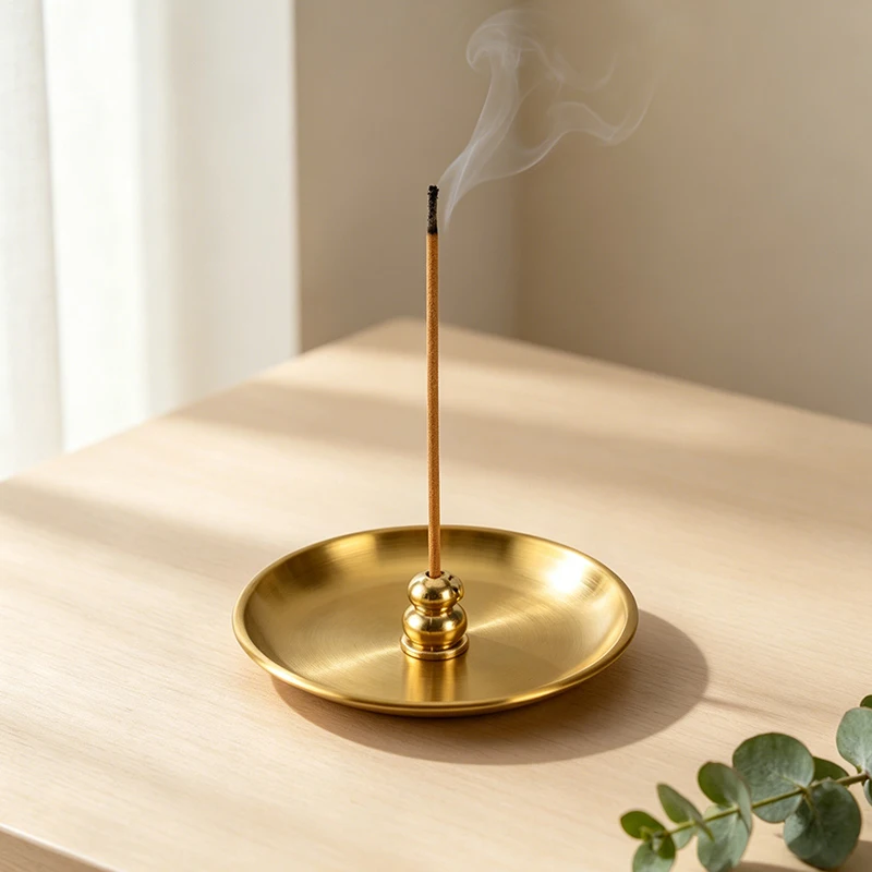 Metal Incense Burner Gourd-shape Incense Holder with Stainless Steel Ash Catcher for Yoga Spa Meditation Home Decor