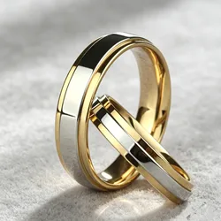 Mangosky Stainless steel Wedding Couple Ring Simple Design Couple Alliance Ring 4mm 6mm Width Band Ring for Women and Men