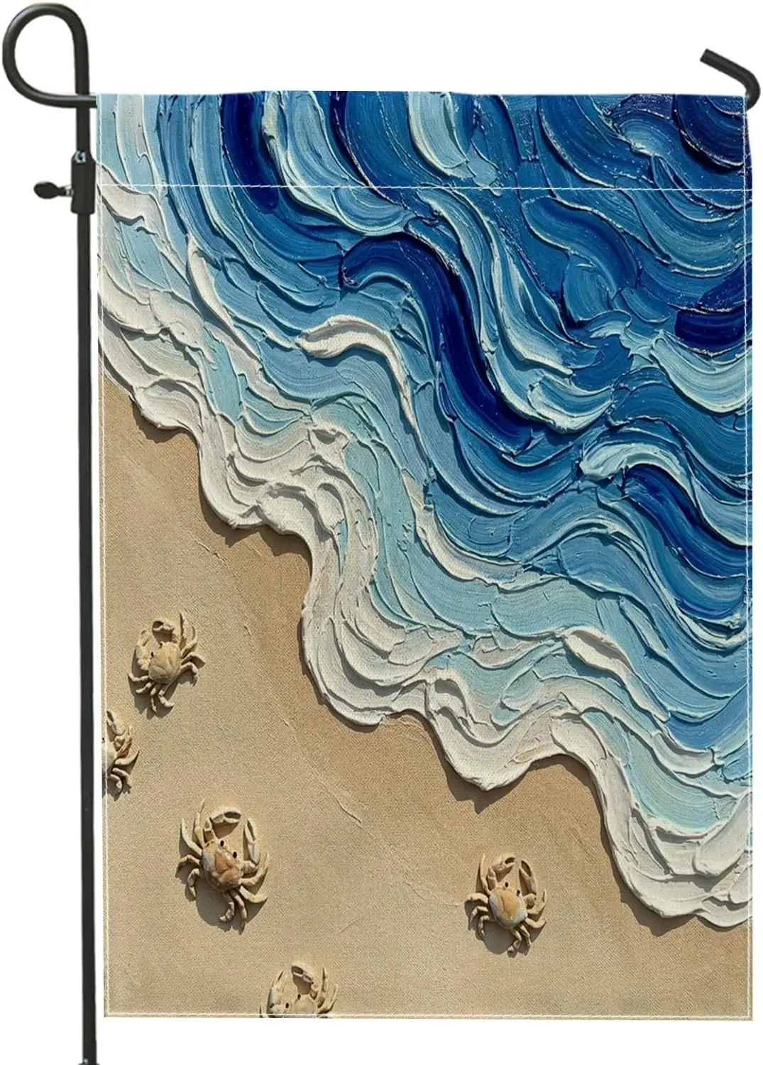 Banderas de Jardín con Diseño de Cangrejo en Pintura al Óleo, 12x18 Pulgadas, Doble Cara, para Exteriores, Playa, Verano, Vida Marina, Lona Estándar, AAM