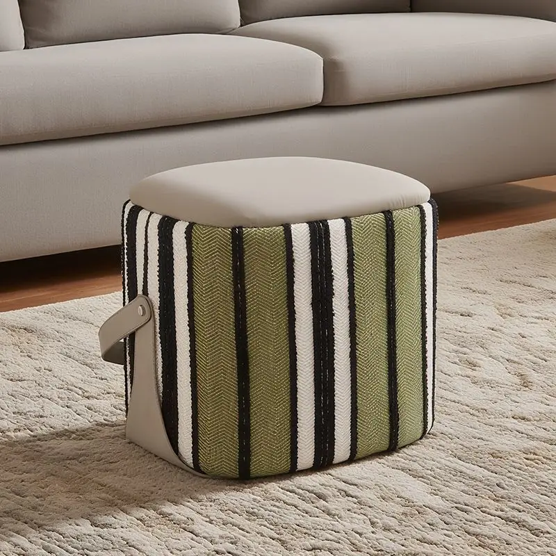 Hand-held Living Room Sofa Footrest Available in Pu Leather and Full Polyester Fabric Bedroom Vanity Chair Home Furniture