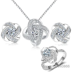 2022 New Fashion Four-leaf Clover 925 Sterling Silver Dubai Jewelry Sets for Women Anniversary Gift Jewelry Wholesale J6261