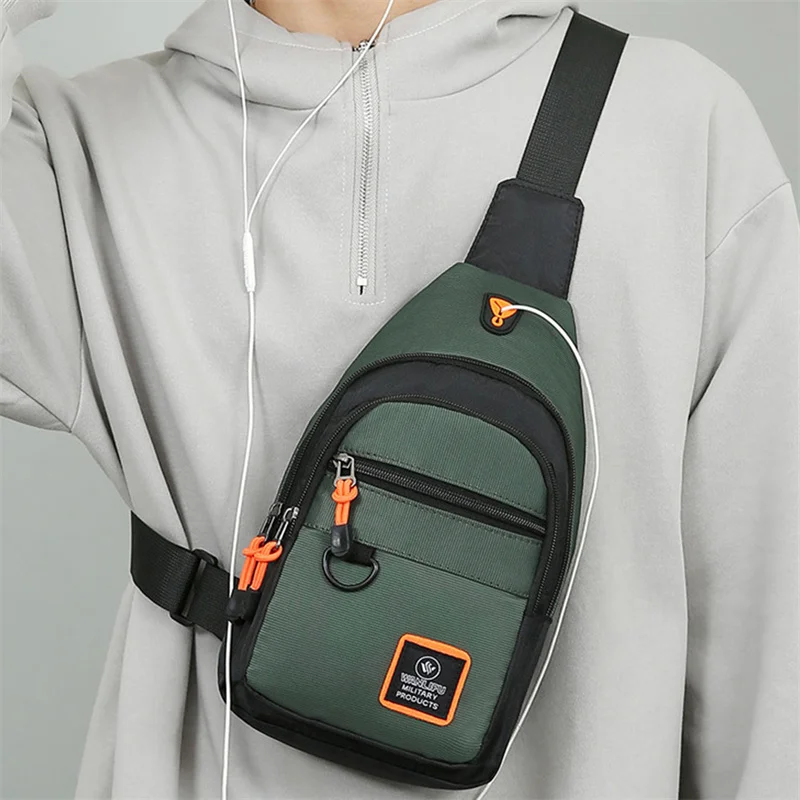 Men Business Chest Bag, Casual Earphones, Crossbody Bag, Multi-Functional Outdoor Shoulder Bag Outdoor Crossbody Bag