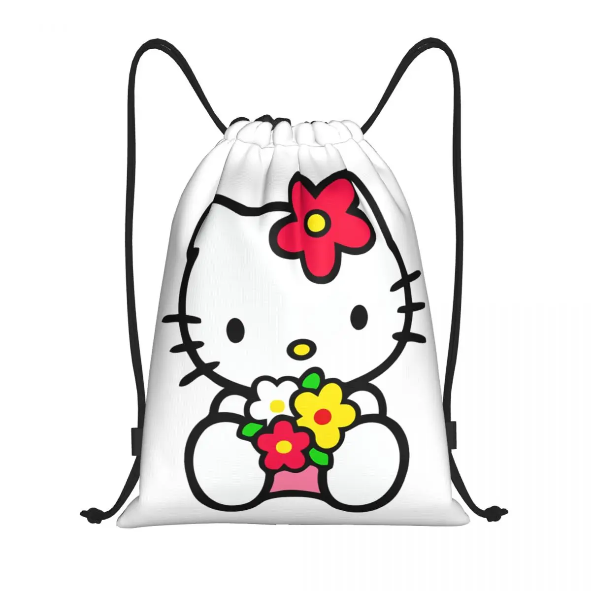 Mochila personalizada de Hello Kitty Cat con cordón para hombre y mujer, bolsa deportiva para gimnasio, Sackpack de entrenamiento