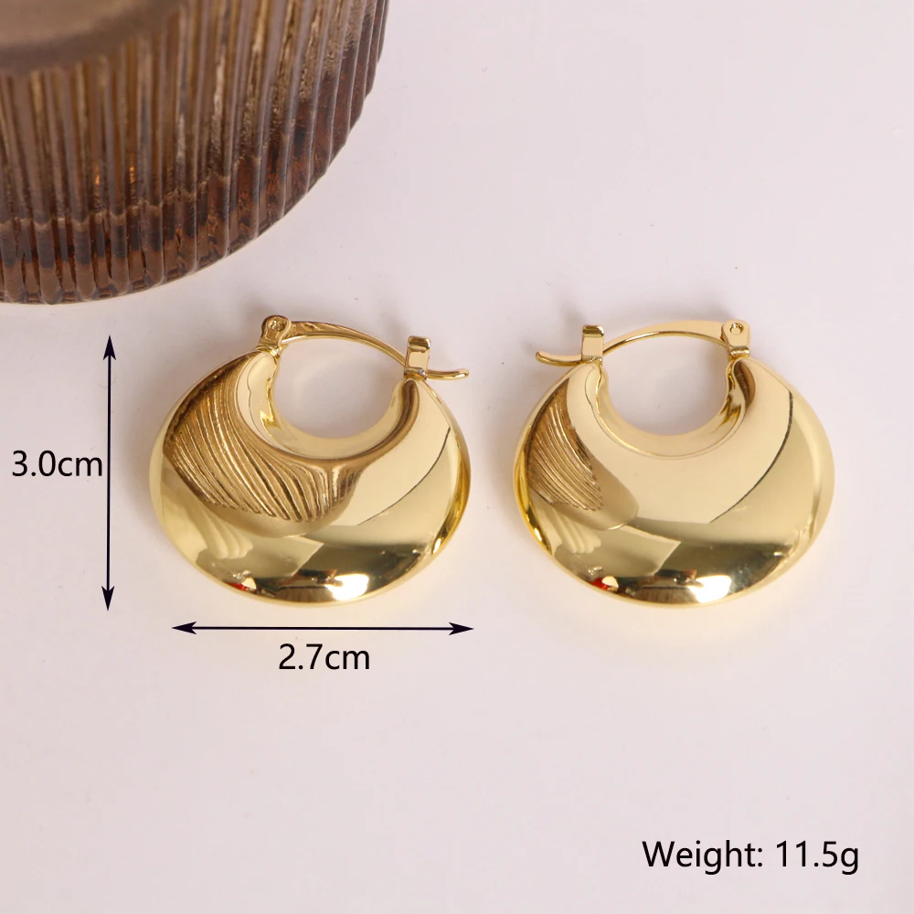 5 Pairs, New 18K Gold Plated Smooth Metal Chunky Hoop Earrings Retro Thick Huggie Earring for Women Round Circle Statement Jewel