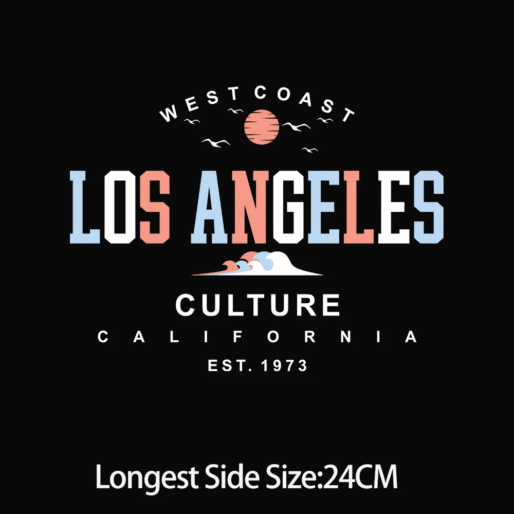 LOS ANGELES Personalized Letter Sticker Iron On Patches Heat Transfer t-Shirt Parches Ropa Diy Heat-Adhesive Clothing Patches