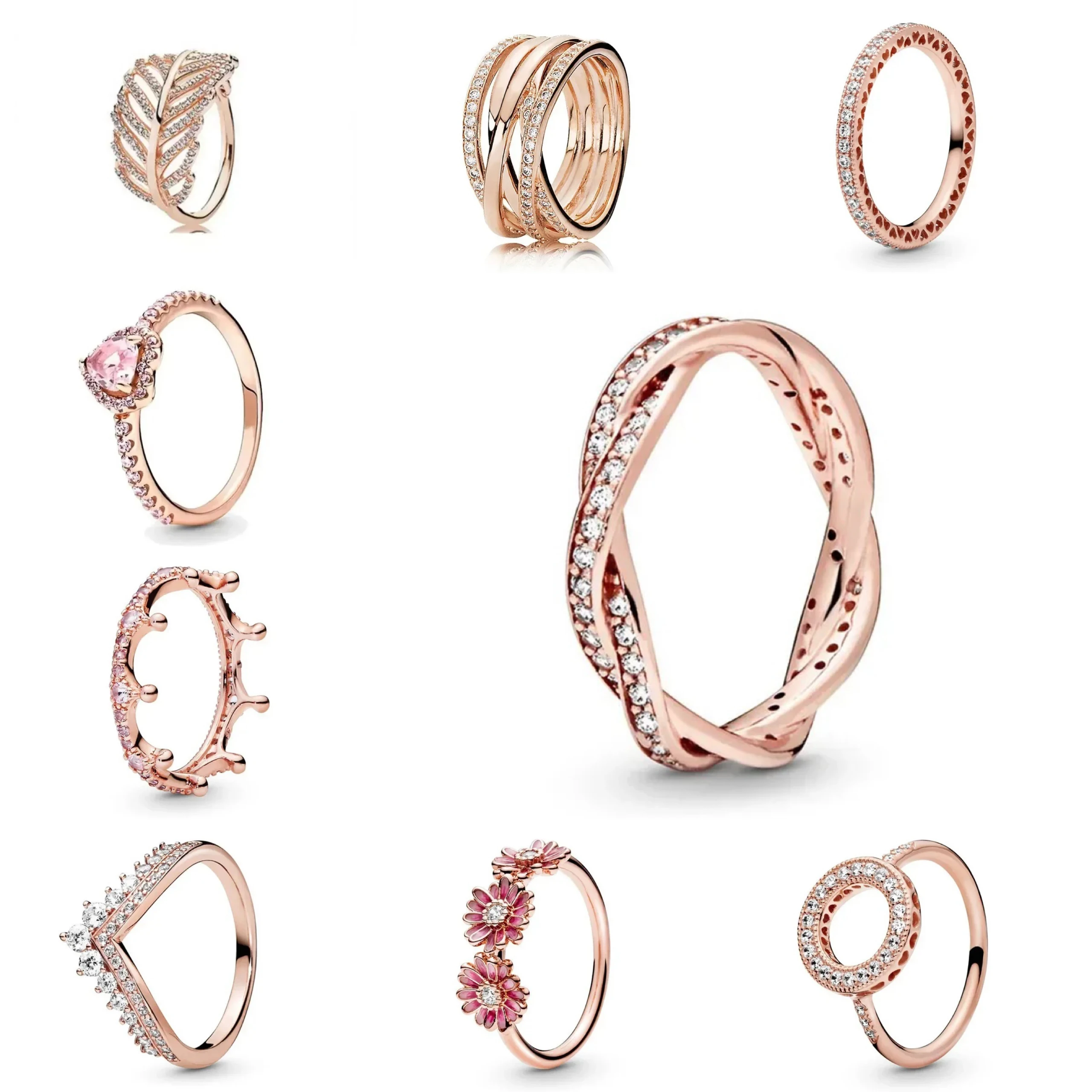 

Новинка 2025, стерлинговое серебро 925 пробы, изысканное розовое золото, сияющая корона, круглое кольцо в форме сердца, вневременные роскошные очаровательные ювелирные изделия, милые подарки