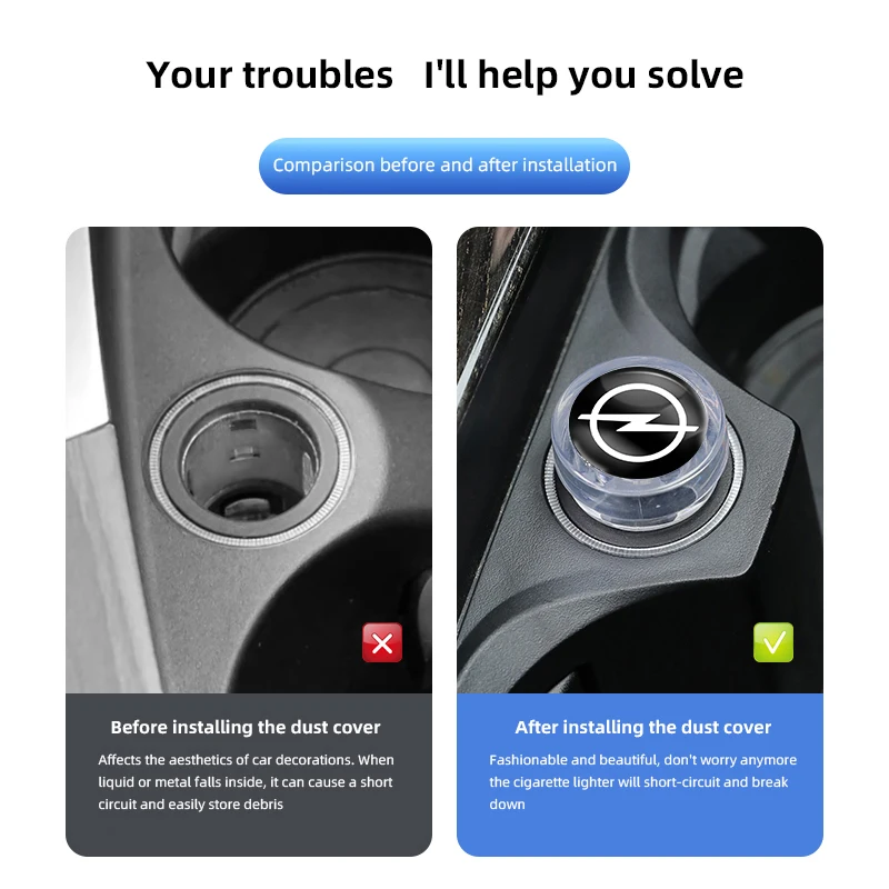 Car Cigarette Lighter Cover DustProof Decoration Cap For Opel Corsa D Astra  Insignia Mokka Adam Combo OPC Vauxhall Vectra H G J