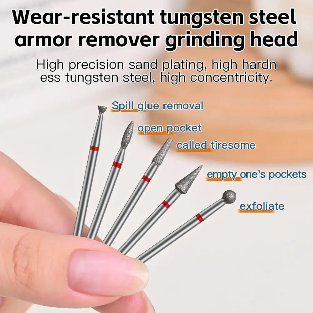 6Pcs Nail Drill Bits Set Diamond Carbide Cuticle Remover Pedicure Tools Gel Polish Professional Nail Art Accessories Kit