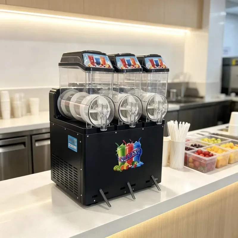 Commercial 3 Tank Frozen Slush Machine Black 36L Total Capacity for Business Use 1 Unit Min Order with 12 Month Warranty