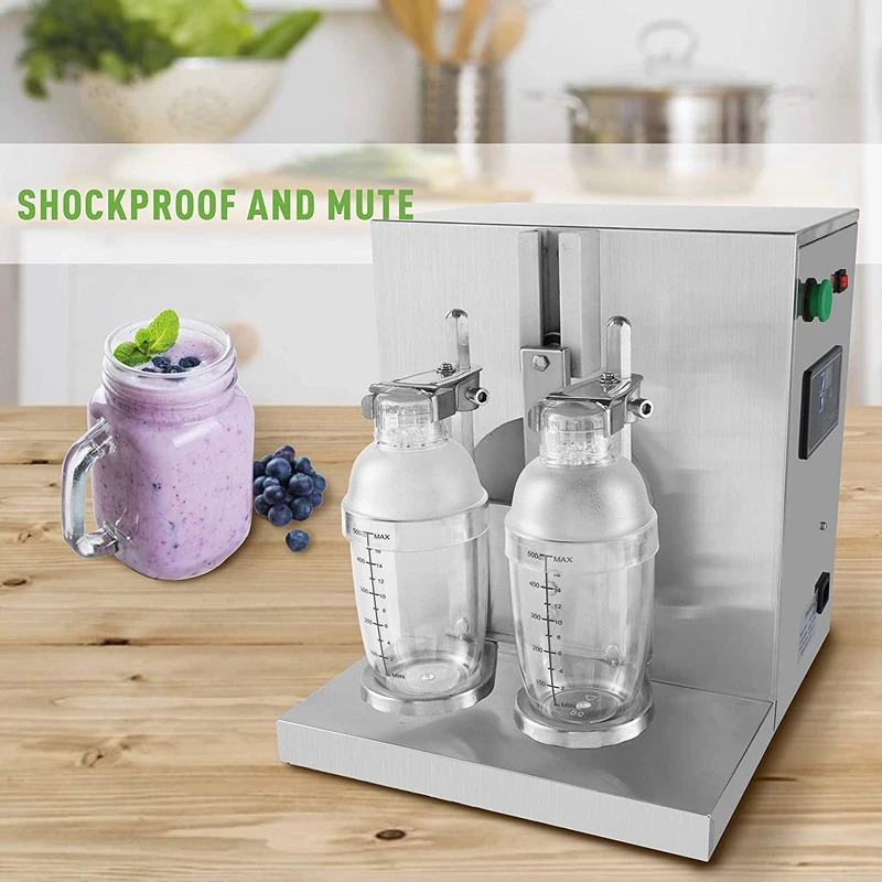Электрическая машина для приготовления молочных коктейлей, полностью автоматический микс, встряхивающий блендер, пеномашина, 120 Вт, миксер для чая с двойной головкой, коммерческий миксер из нержавеющей стали