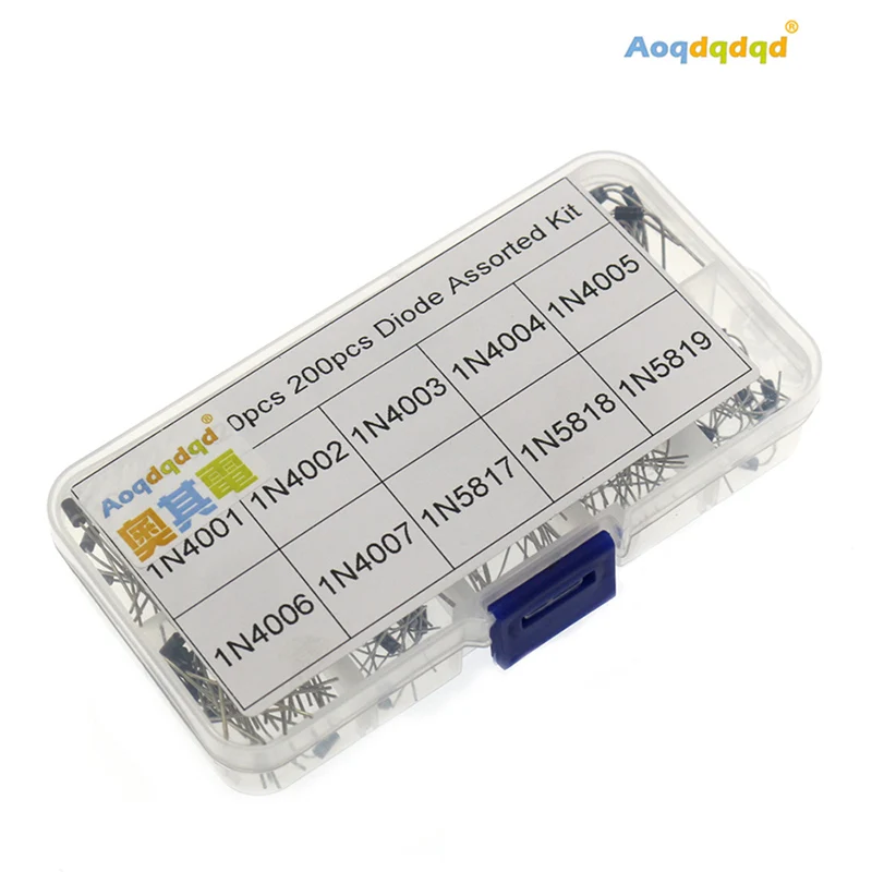 200 Pcs 10 Values Rectifier Diode Assorted Kit For 1N4001 1N4002 1N4003 1N4004 1N4005 1N4006 1N4007 1N5817 1N5818 1N5819