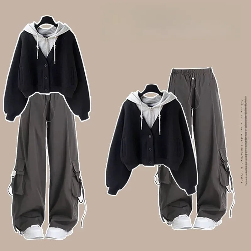 Conjunto de cardigã com moletom Campus Sle para meninas de 2 anos, estudantes do ensino médio, roupa esportiva de outono, fibra de poliéster Waterp...