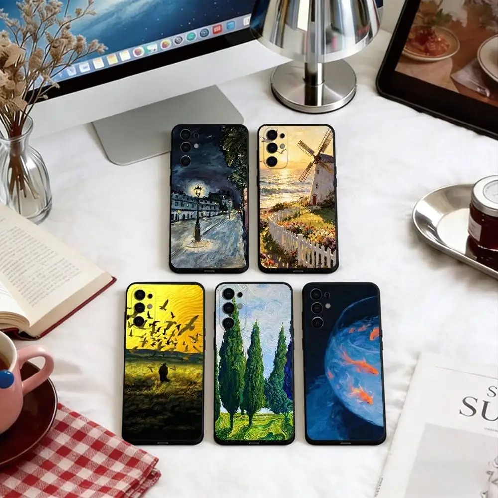 

Oil painting Phone Case For Samsung S25,S24,S21,S22,S23,S30,Ultra,S20,Plus,Fe,Lite,Note,10,Soft Black Cover