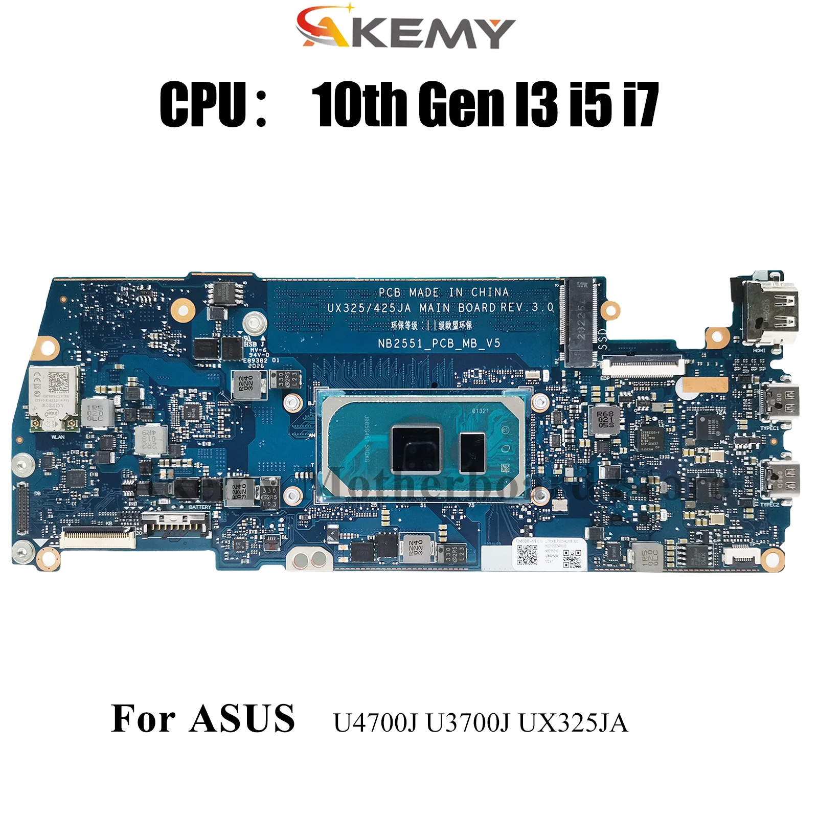

UX325JA Материнская плата для ноутбука ASUS ZenBook U4700J UX325JA UX325J U3700J Материнская плата для ноутбука с 10-го поколения I3 i5 i7 100% тест в порядке