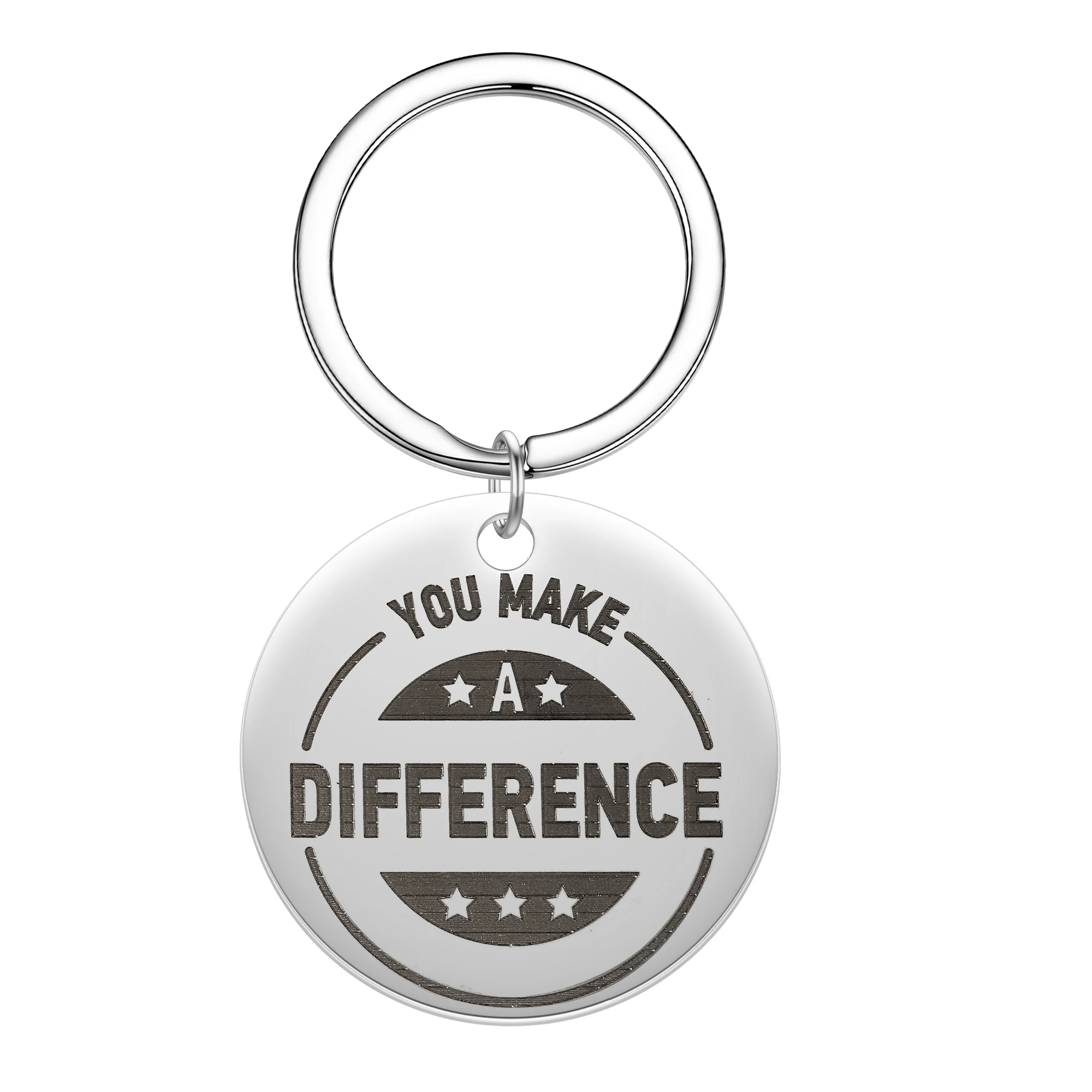 You Make A Difference Keychain Stainless Steel Pendant Keyring Laser Engraved Key Chains Inspirational Gift