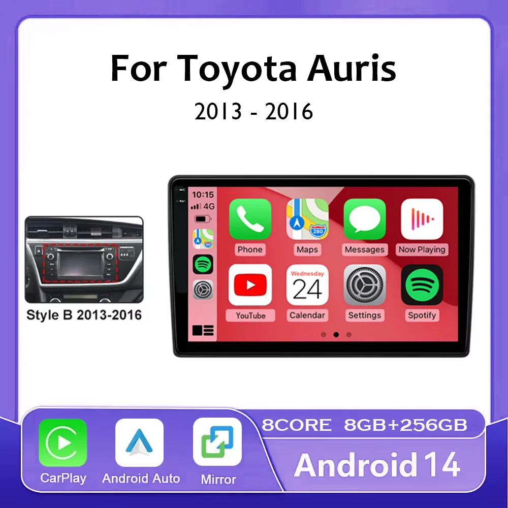 

Автомобильное радио Android 14, для Toyota Auris 2014 2015 2016 2017 2018, GPS, беспроводной Carplay, автоматические интеллектуальные системы, умное авторадио