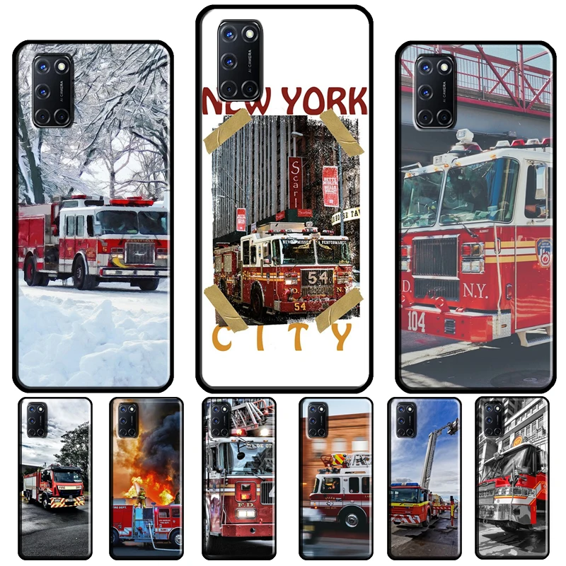 Fire Engine Truck Case For OPPO A74 A94 A54 A53 A57 S A5 A9 A15 A52 A72 A17 A77 A78 A91 A93 A16 A76 A96 Coque