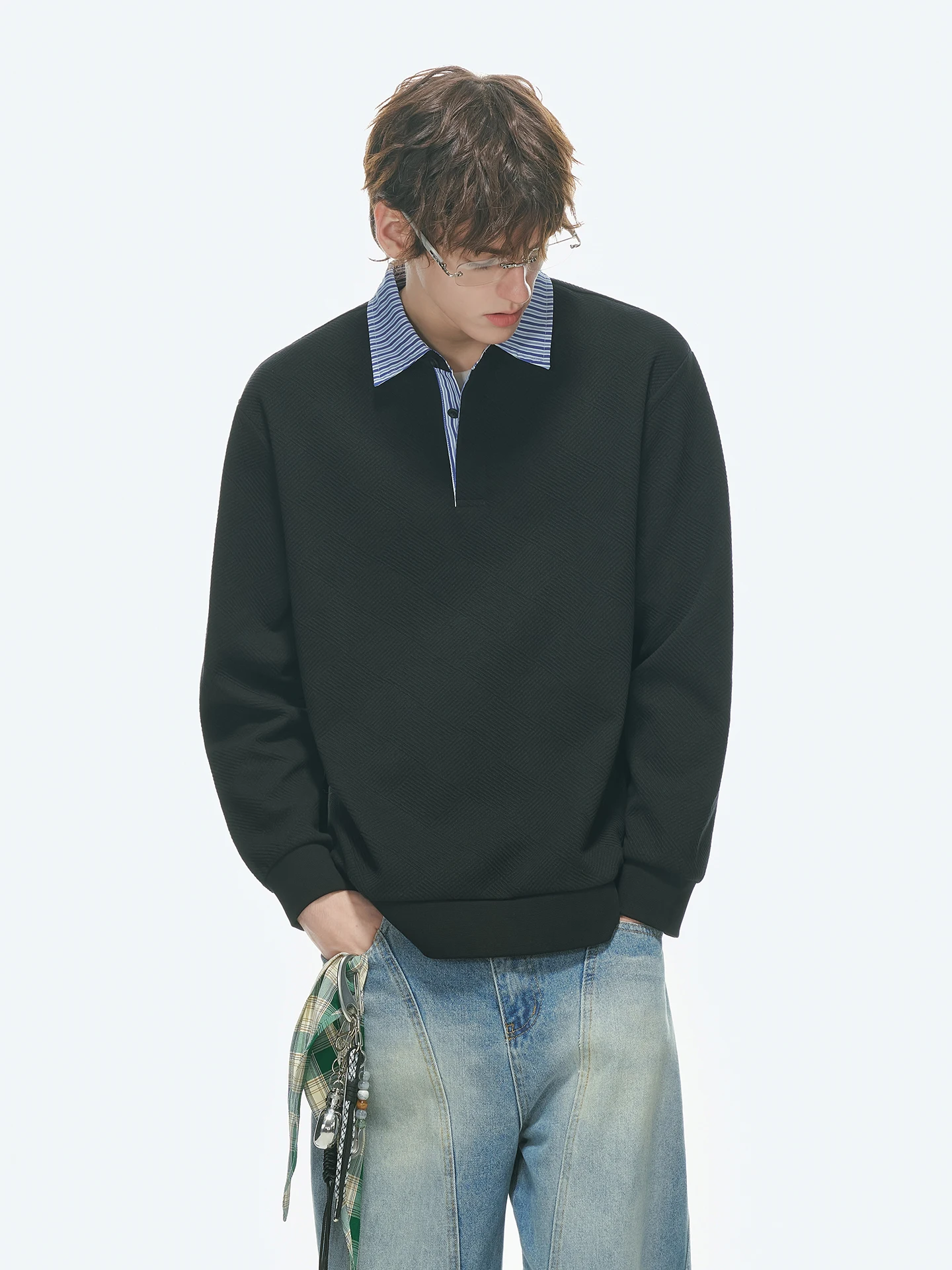 Grey  Sweatshirt Men's Style College Trend Stripes Design Autumn Commuting Long Sleeve Casual Top Polyester Spandex Blend