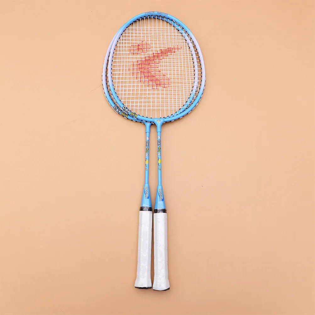 

1 Pair Badminton Racket Aluminum Alloy Cartoon Design Lightweight Outdoor Sports Racket Set Training Equipment Blue Or Pink