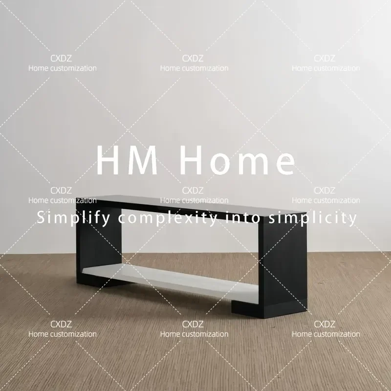 Medieval Style Rectangular Entrance Table Wabi Sabi Minimalist Black and White Color Scheme Advanced Sense Small Apartment