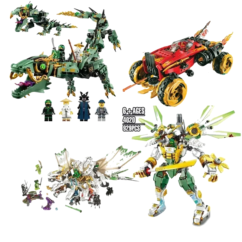 Ninjagos Flying Mecha Dragon Katana مركبة اللبنات الطوب مدينة لعب الأطفال عيد الميلاد هدية عيد ميلاد