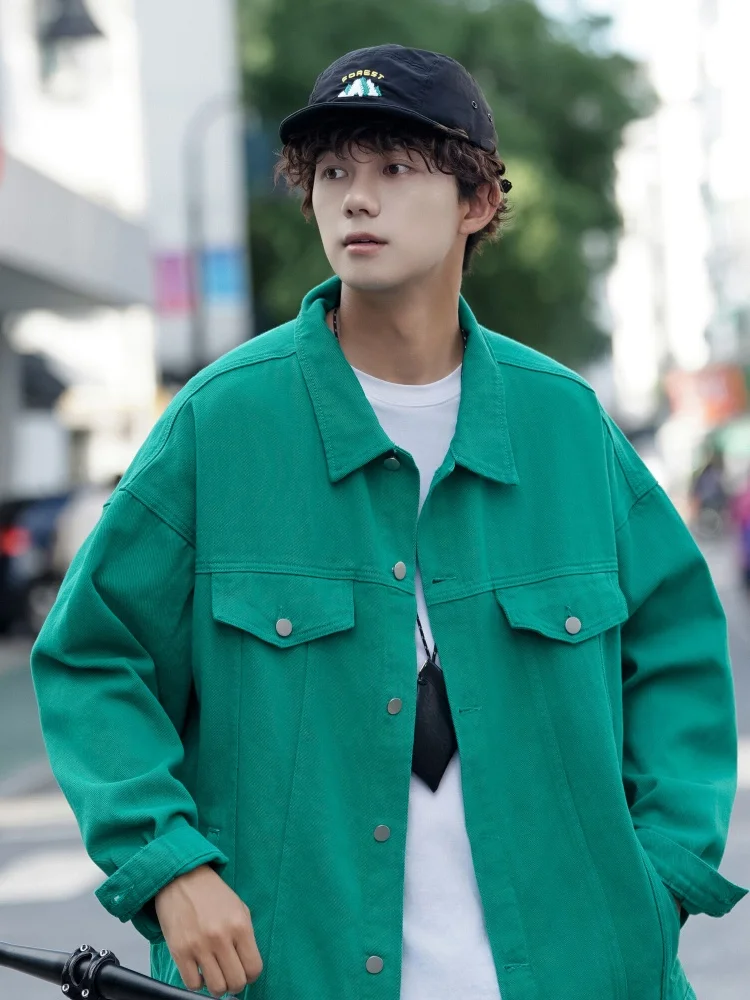 

Джинсовая куртка свободного кроя в американском стиле для подростков, весенне-осенняя повседневная рабочая куртка с длинными рукавами и воротником-стойкой, модный топ