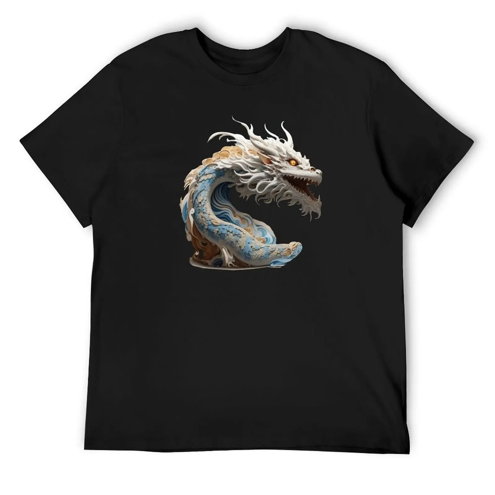 

White Dragon T-Shirt hippie clothes baggy shirts Men's cotton t-shirt