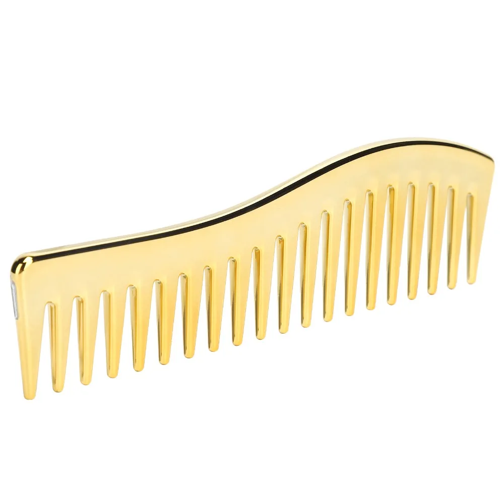 For Travel Use No Handle Wide Tooth Comb Large Size Plastic Detangling Comb Wide Tooth Design Gold Color Shampoo Comb Home Use
