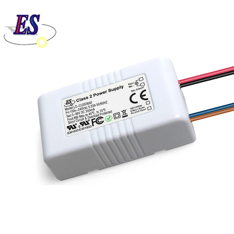 ES Driver 3-8W AC/DC Constant current 350mA LED downlight transformer LED store lights Power Adapter  CE UL ROHS certification