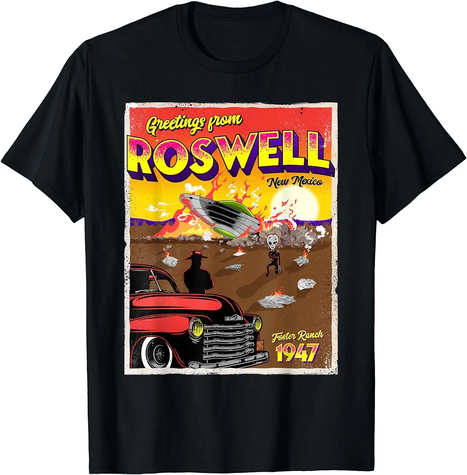 NEW LIMITED Greetings from Roswell Foster Ranch 1947 UFO Alien Crash T-Shirt