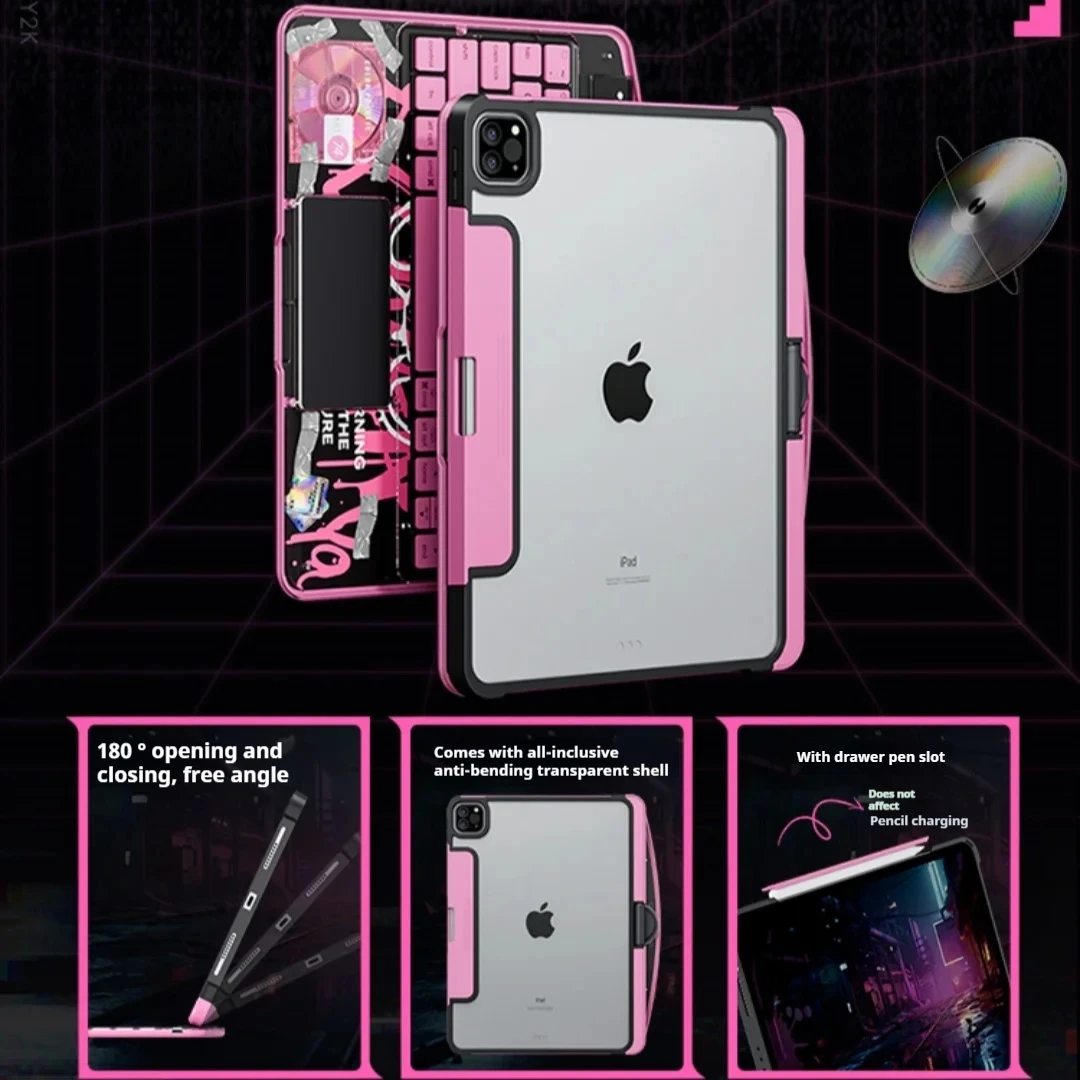 Casing Keyboard Air6 Tablet Bluetooth 11/13 inci, casing semua dalam satu Trackpad ajaib Keyboard Ipad Pro tahan jatuh rotasi 720 °