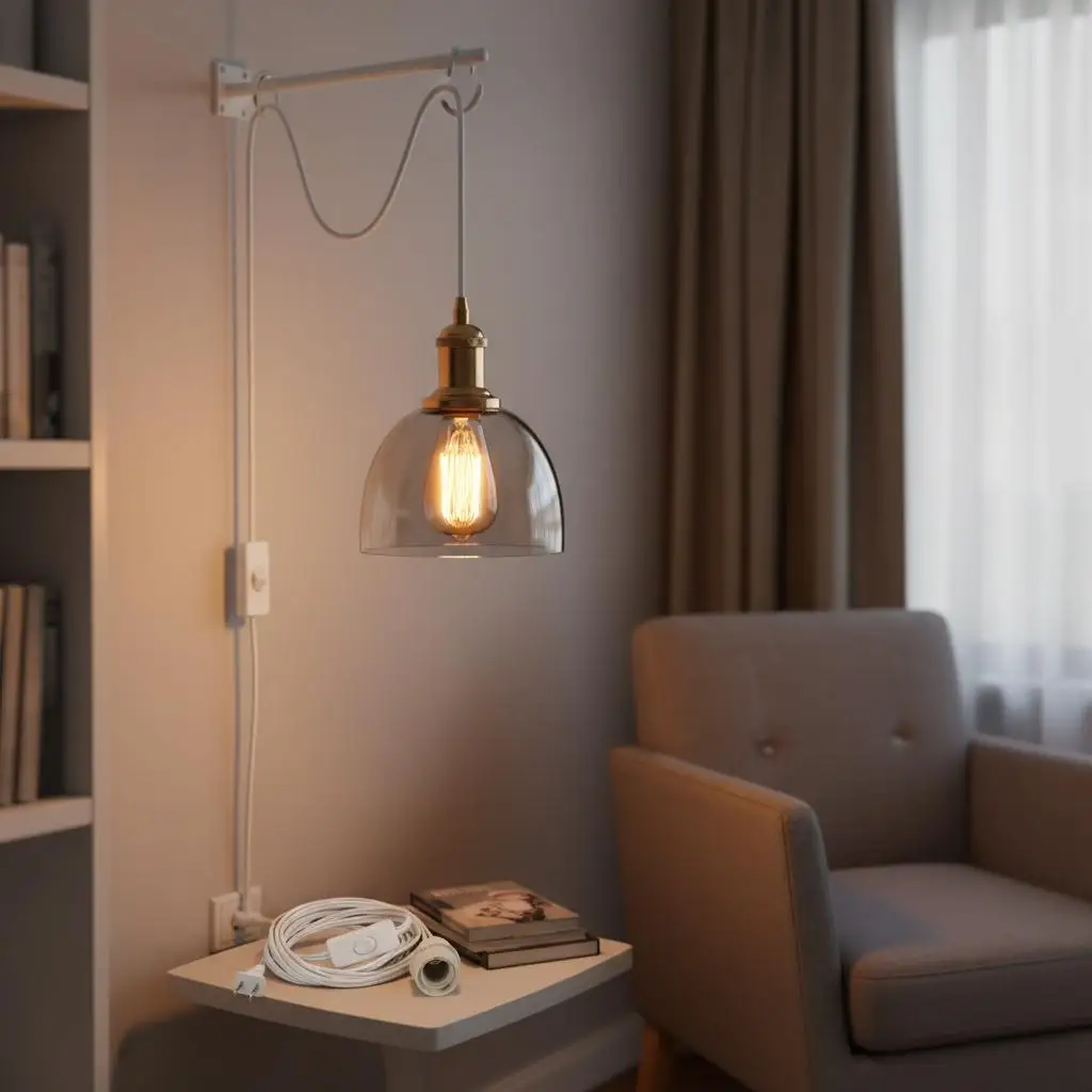 Cable para Lámpara de 16 pies para Decoración del Hogar, Iluminación de Loft y Taller, Portalámparas E26, Colgante con Interruptor Manual y Anillo de Fijación