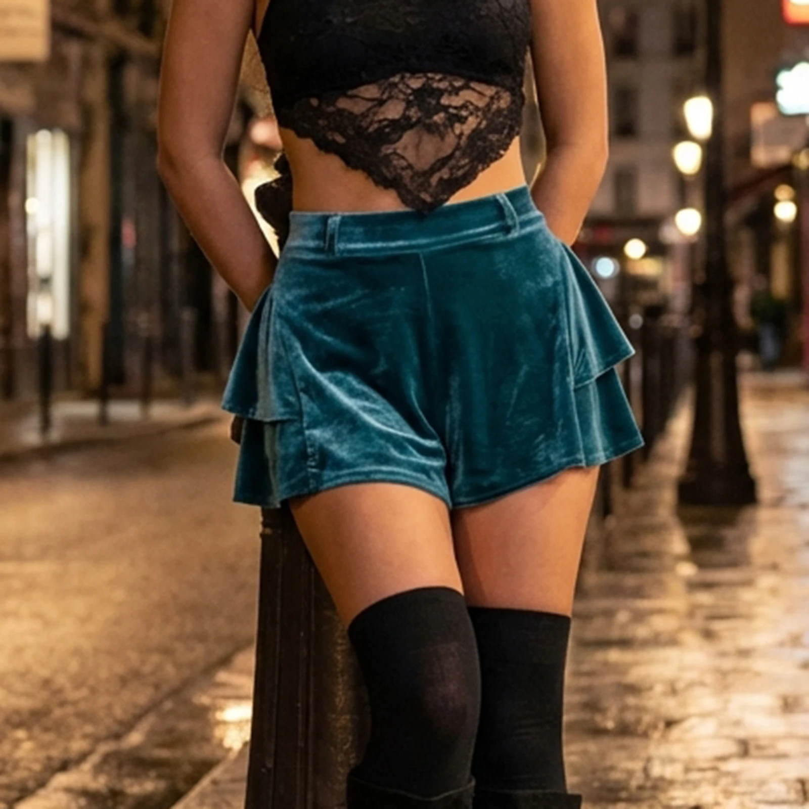 

Женская многоярусная мини-юбка с рюшами, элегантная однотонная бархатная юбка с низкой посадкой для вечеринок, работы и повседневной носки