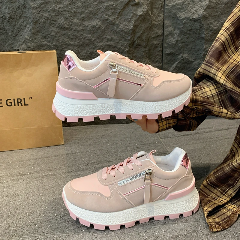 

Женская обувь, модные универсальные повседневные кроссовки, повышенная нескользящая молния, толстая подошва, обувь Форрест Гамп