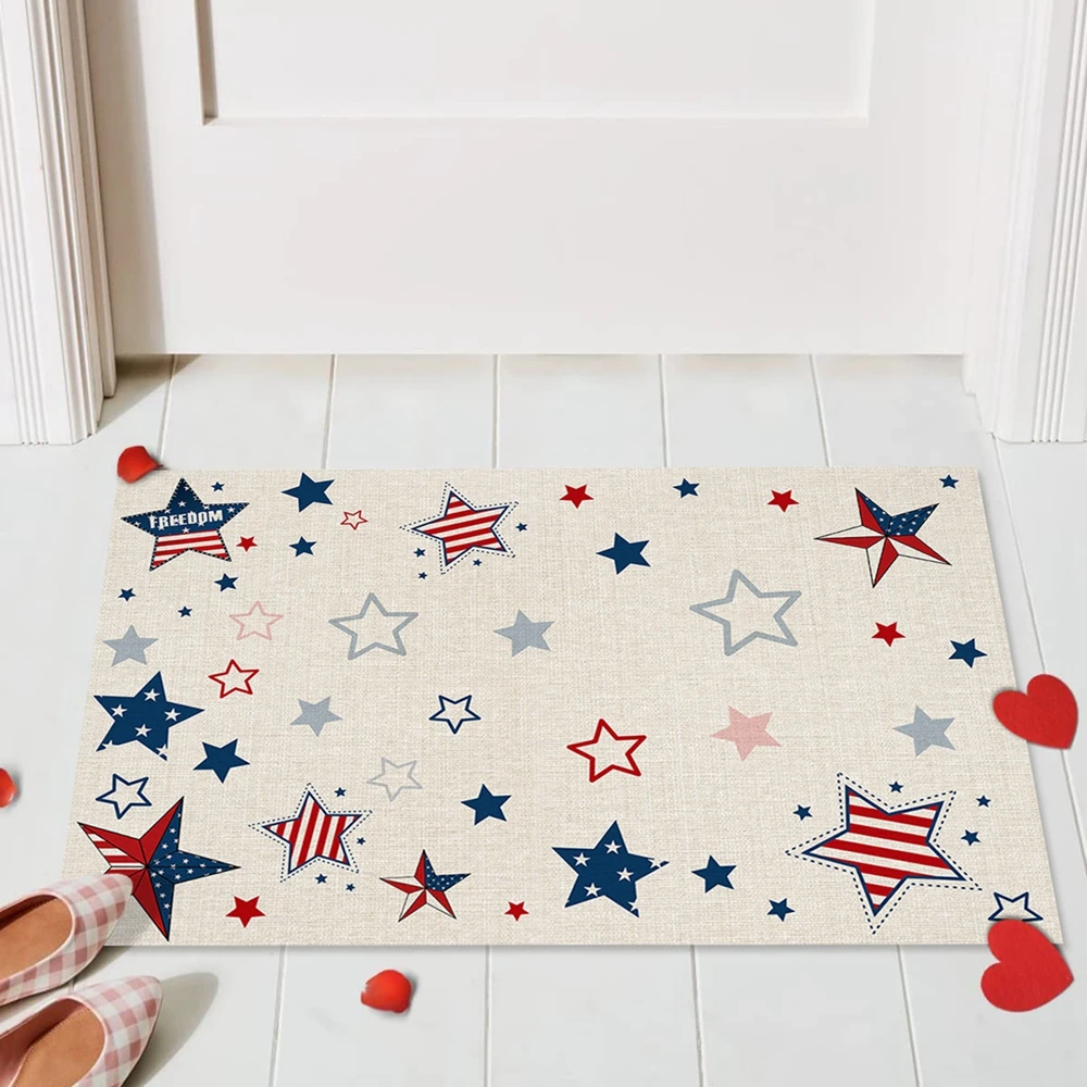 Independence Day Doormat Kirchen Rug Bedroom Non-slip Carpet Narrow Entry Door Mat Bath Mats for Home Store Hotel