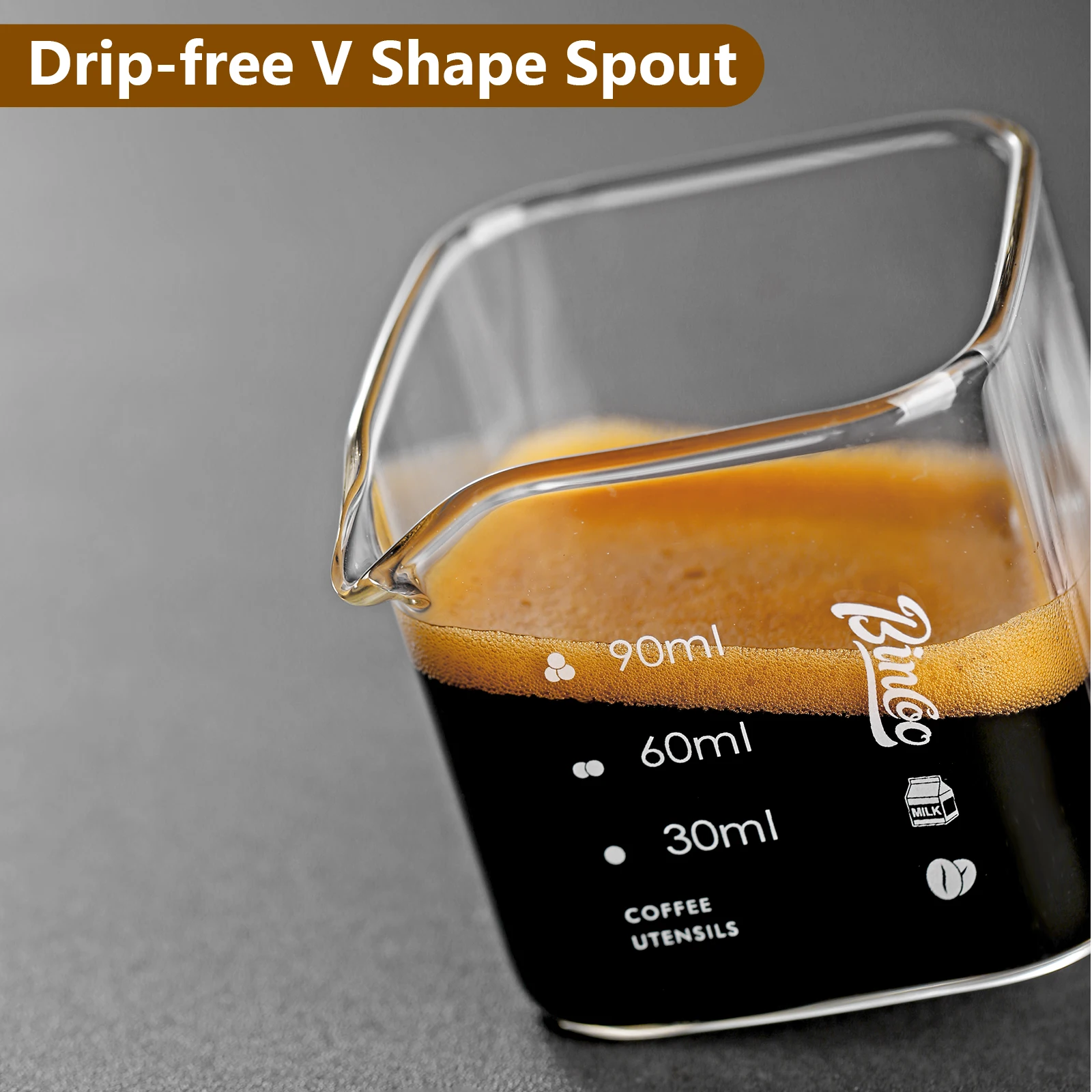 Bincoo Espresso Glass Ounce Cup 150ml with Scale, Coffee Measuring Cup & Milk Creamer