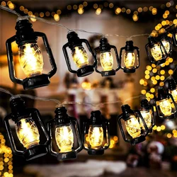 Black Lantern LED String Lights Mini Kerosene Lamp for Indoor Outdoor Patio Garden Holiday Home Ramadan Wedding Party 481