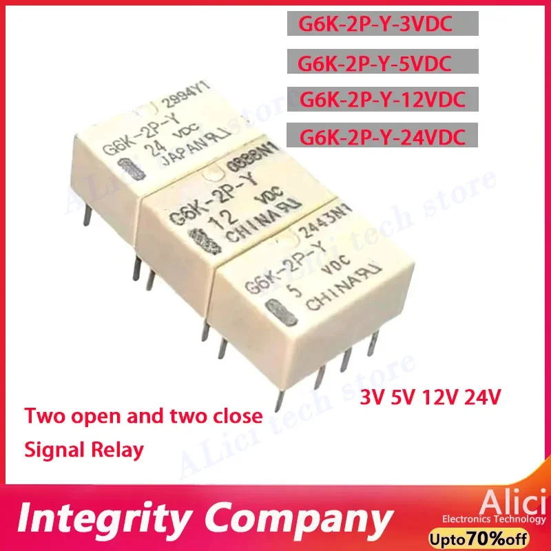 5-10 Pçs/lote G6K-2P-Y-3VDC G6K-2P-Y-5VDC G6K-2P-Y-12VDC G6K-2P-Y-24VDC DIP-8 3V 5V 12V 24V Dois relés de sinal abertos e dois fechados