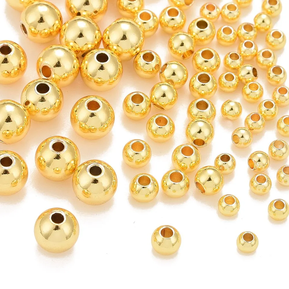 

1box 3 Size golden Beads 180pcs 3mm 4mm 6mm Smooth Round Metal Spacer Beads Seamless golden Ball Brass Beads for Jewelry